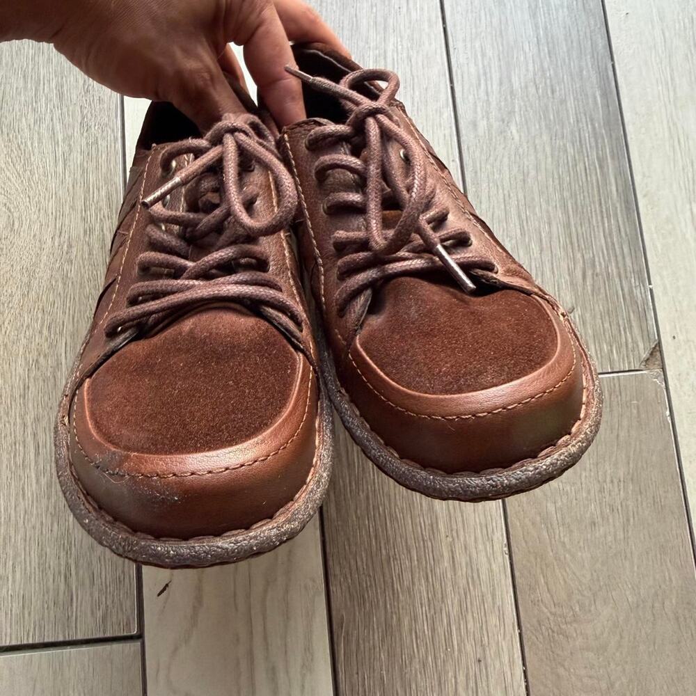 Born Brown Leather & Suede Lace-Up Shoes - Picture 3 of 7